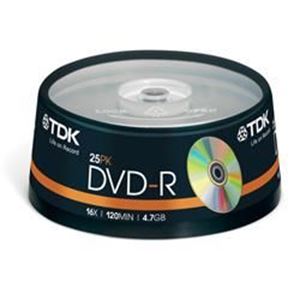 Picture of TDK DVD-R 4.7GB 16x Pack of 25 Spindle